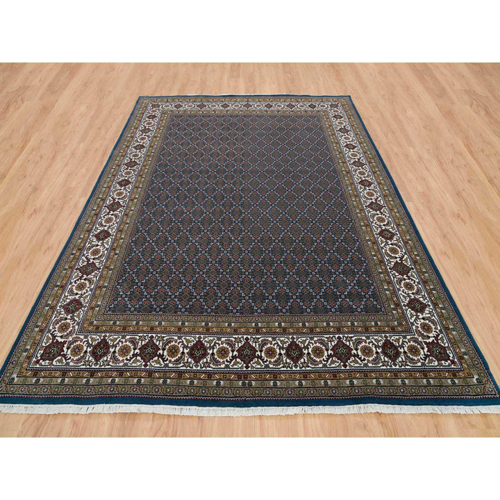 8'0" x 10'4" New Hand Knotted Blue Wool Rectangle Oriental Rug - MOA10265793