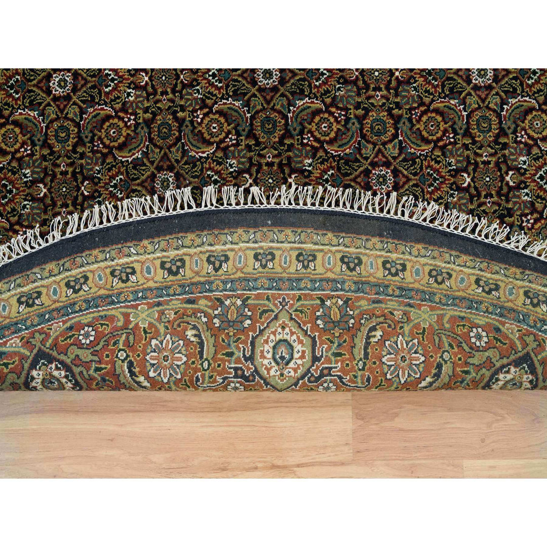 8'0" x 8'0" New Hand Knotted Black Cotton Round Oriental Rug - MOA10265799