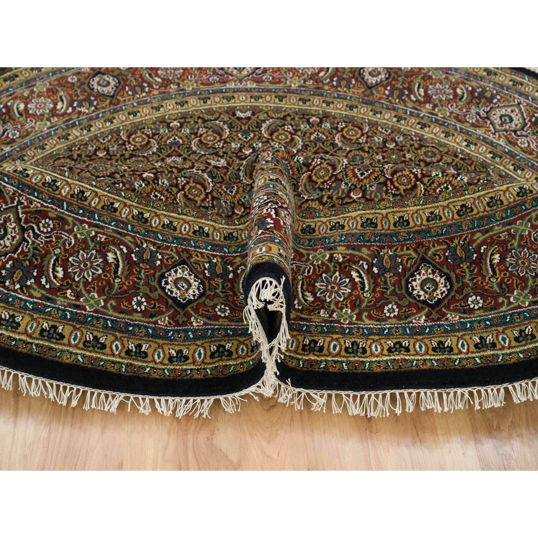 8'0" x 8'0" New Hand Knotted Black Cotton Round Oriental Rug - MOA10265799