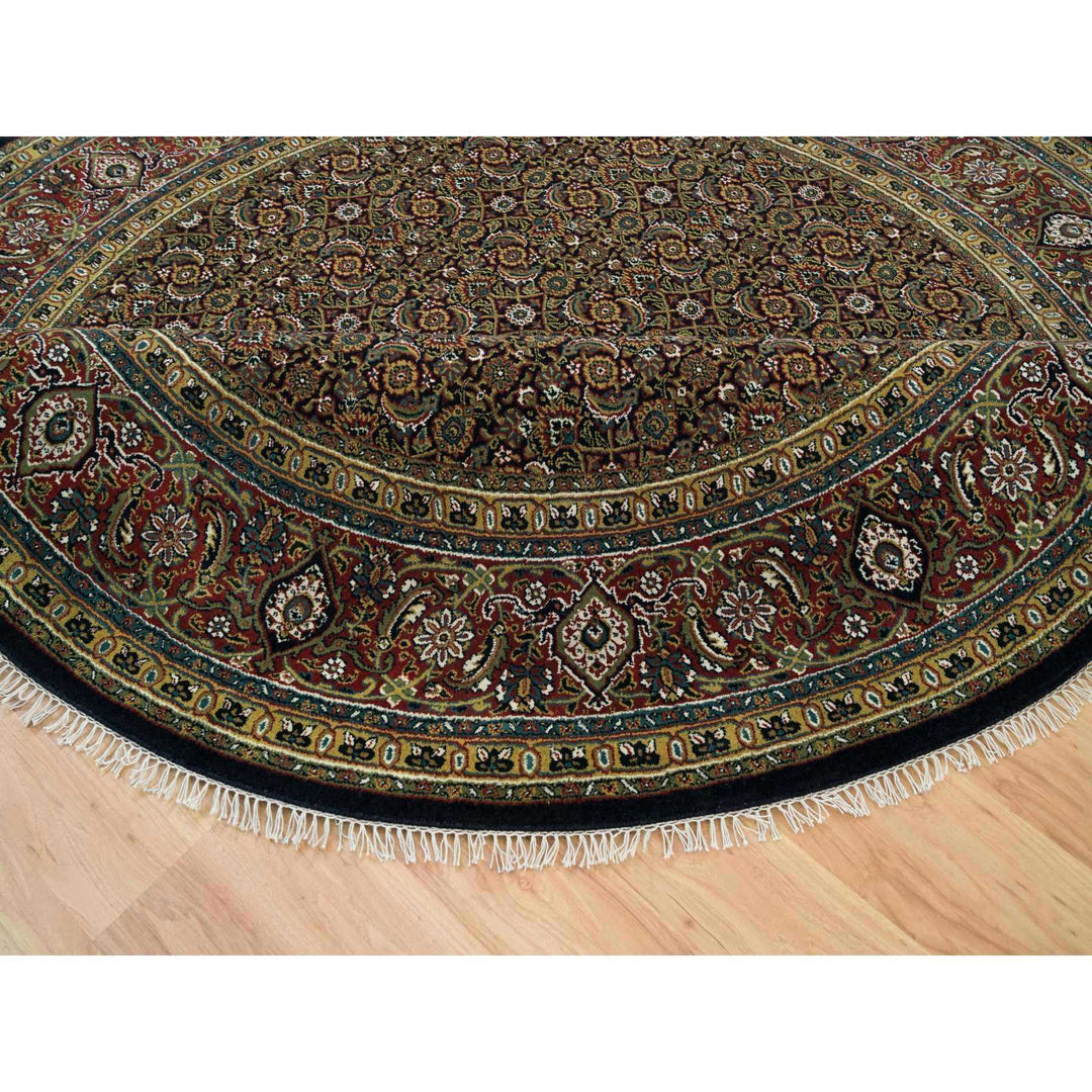 8'0" x 8'0" New Hand Knotted Black Cotton Round Oriental Rug - MOA10265799