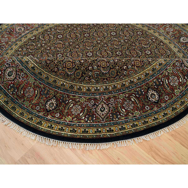 8'0" x 8'0" New Hand Knotted Black Cotton Round Oriental Rug - MOA10265799