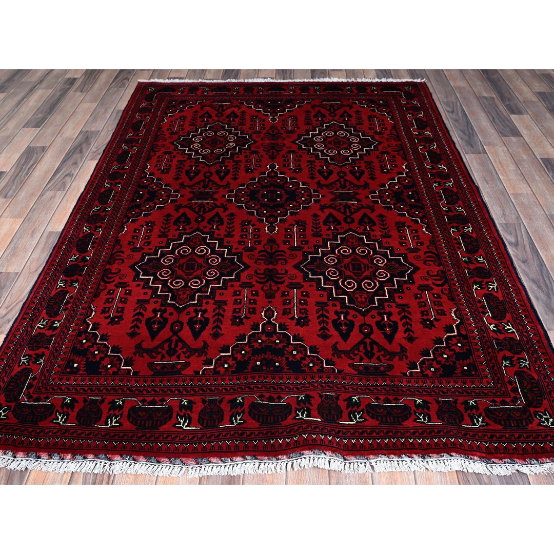 5'0" x 7'0" New Hand Knotted Red Wool Rectangle Oriental Rug - MOA102657