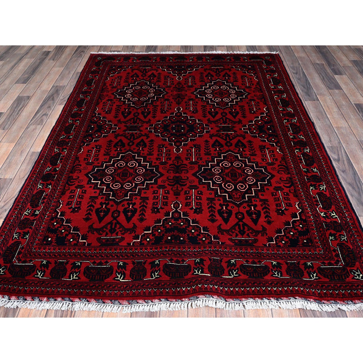 5'0" x 7'0" New Hand Knotted Red Wool Rectangle Oriental Rug - MOA102657