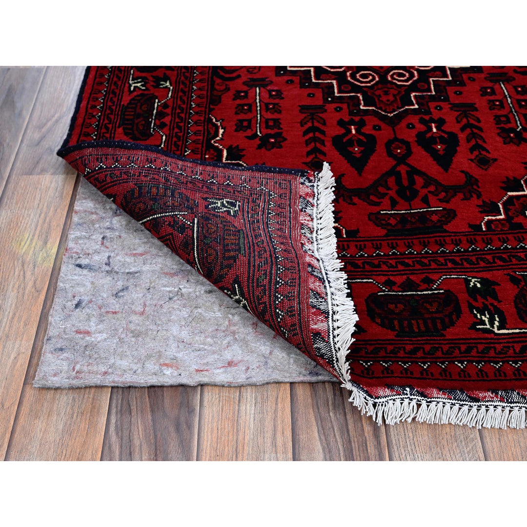 5'0" x 7'0" New Hand Knotted Red Wool Rectangle Oriental Rug - MOA102657