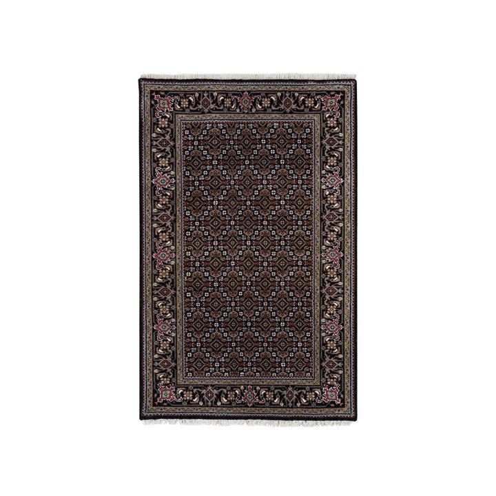 3'0" x 5'1" New Hand Knotted Black Cotton Rectangle Oriental Rug - MOA10265808