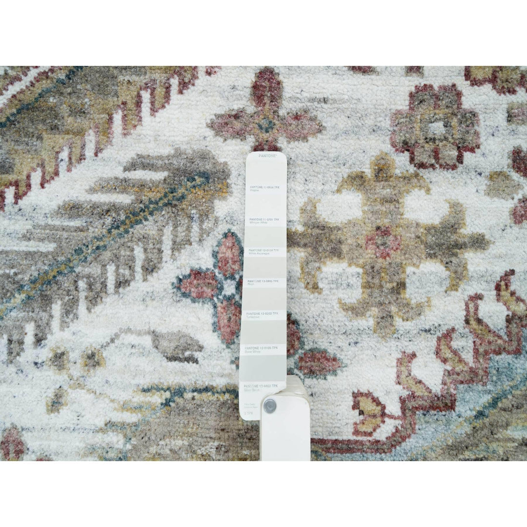 13'11" x 13'11" New Hand Knotted Ivory Cotton Square Oriental Rug - MOA10265819