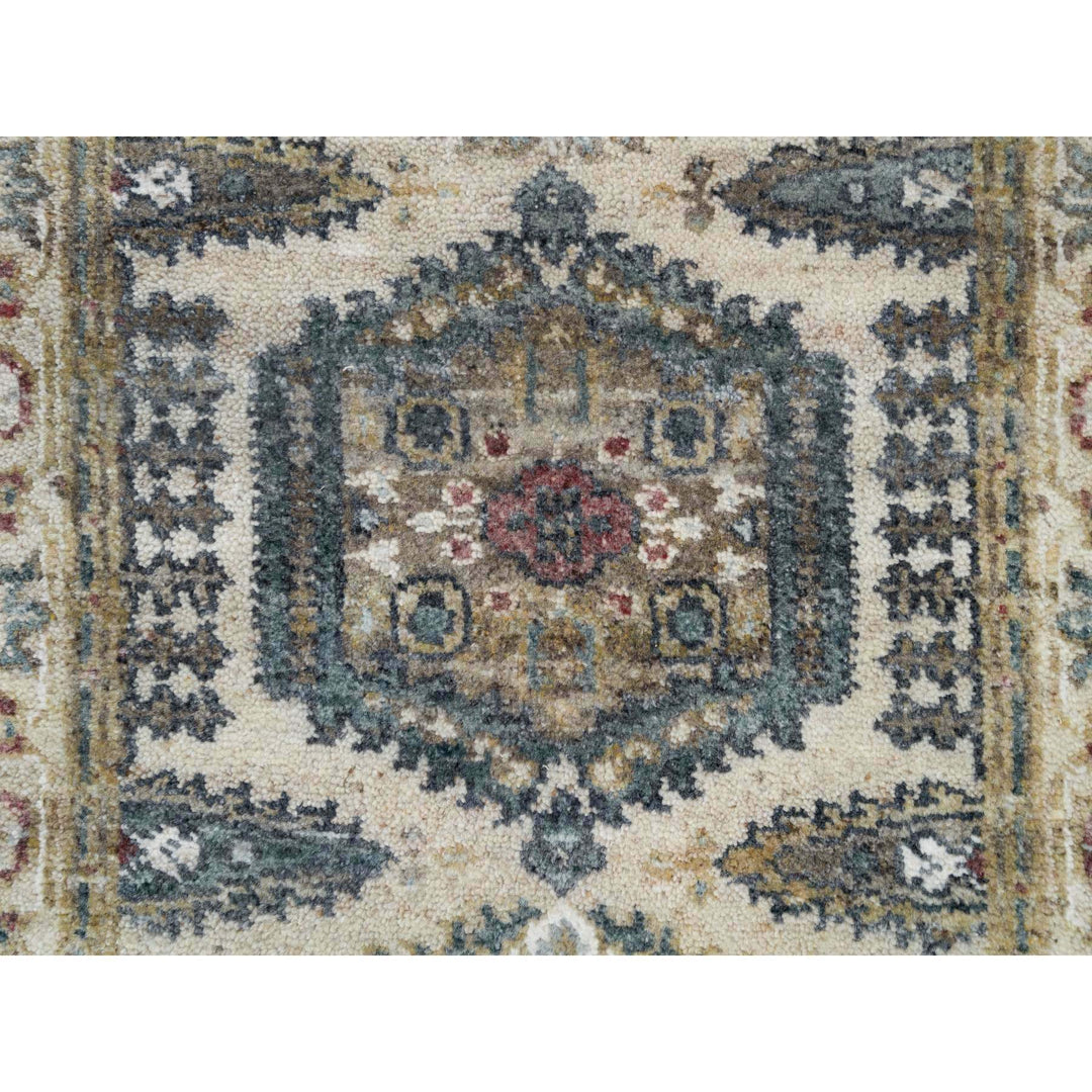 2'7" x 21'7" New Hand Knotted Ivory Wool Runner Oriental Rug - MOA10265823