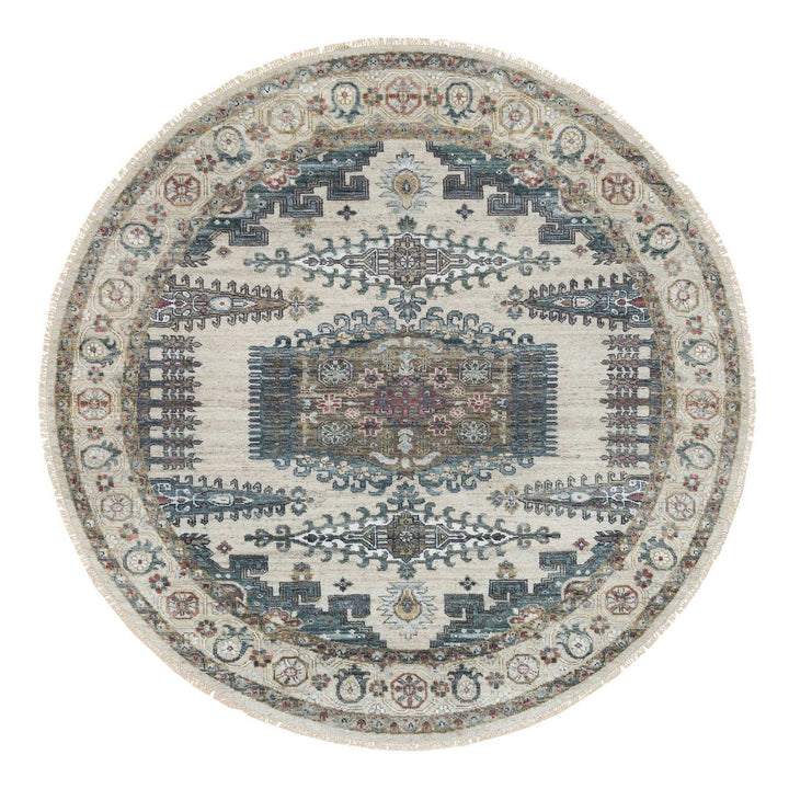 8'0" x 8'0" New Hand Knotted Ivory Cotton Round Oriental Rug - MOA10265826