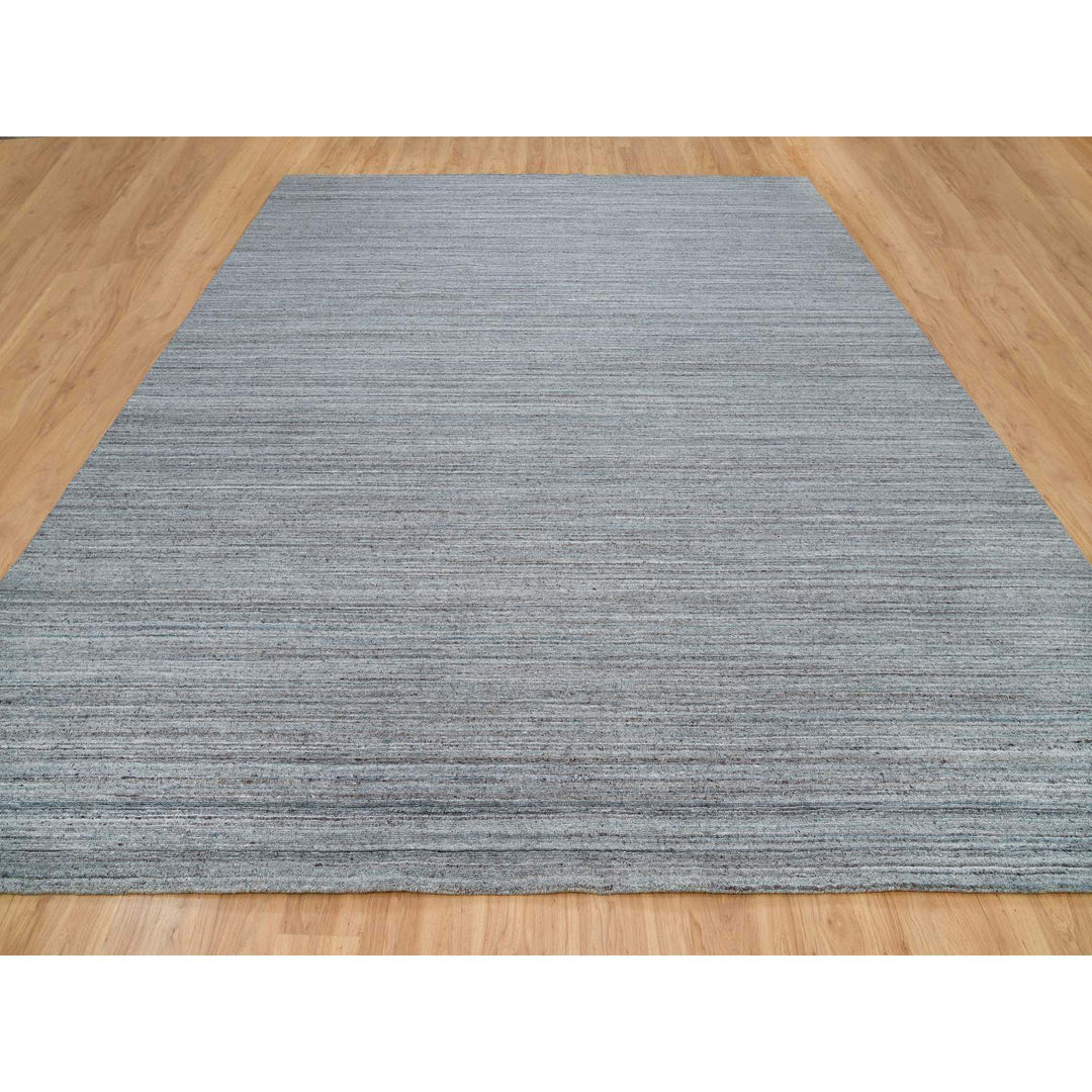 12'0" x 14'11" New Hand Loomed Grey Wool Rectangle Oriental Rug - MOA10265836