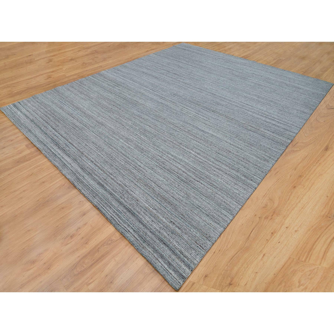 12'0" x 14'11" New Hand Loomed Grey Wool Rectangle Oriental Rug - MOA10265836