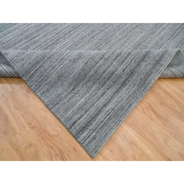 12'0" x 14'11" New Hand Loomed Grey Wool Rectangle Oriental Rug - MOA10265836