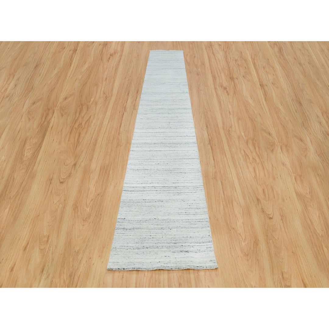 2'6" x 15'9" New Hand Loomed Grey Wool Runner Oriental Rug - MOA10265839