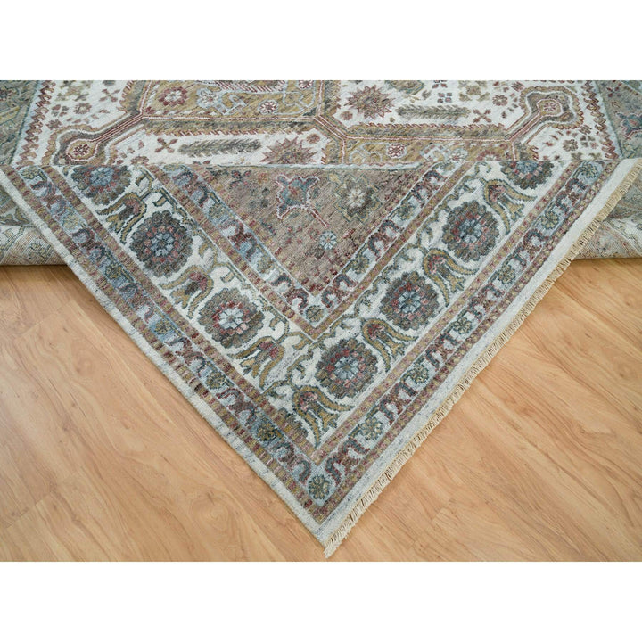 8'10" x 11'10" New Hand Knotted Ivory Wool Rectangle Oriental Rug - MOA10265856