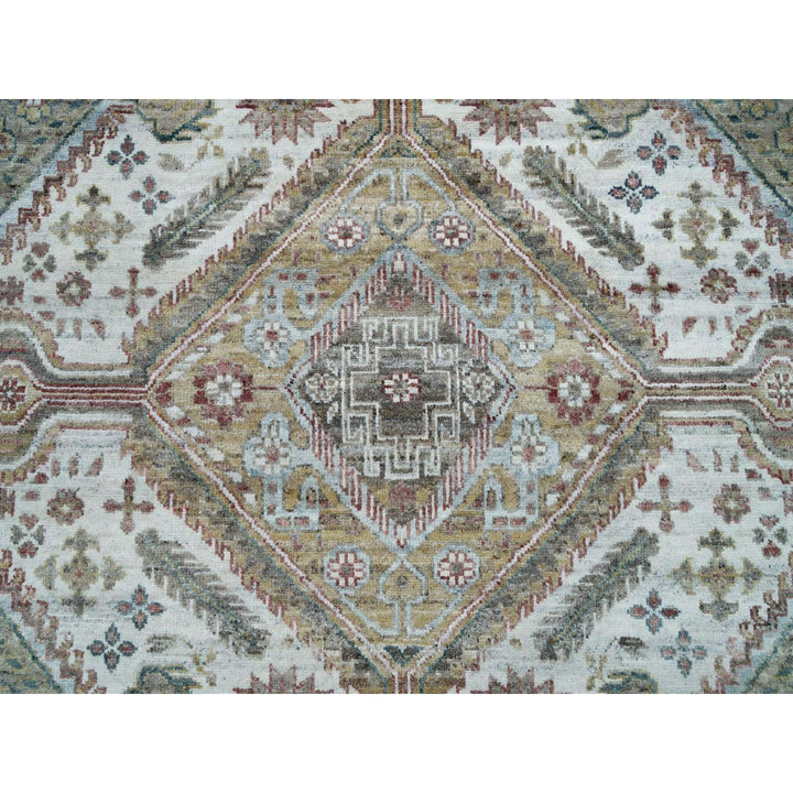 8'10" x 11'10" New Hand Knotted Ivory Wool Rectangle Oriental Rug - MOA10265856