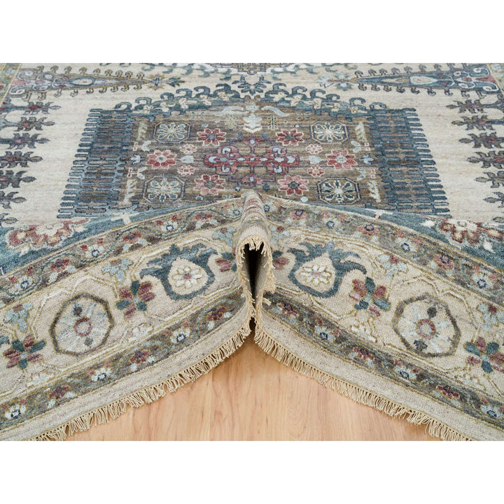 9'8" x 9'11" New Hand Knotted Ivory Wool Square Oriental Rug - MOA10265857