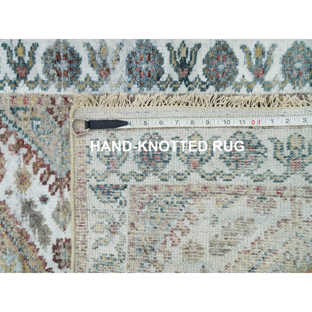 2'6" x 14'1" New Hand Knotted Ivory Wool Runner Oriental Rug - MOA10265865