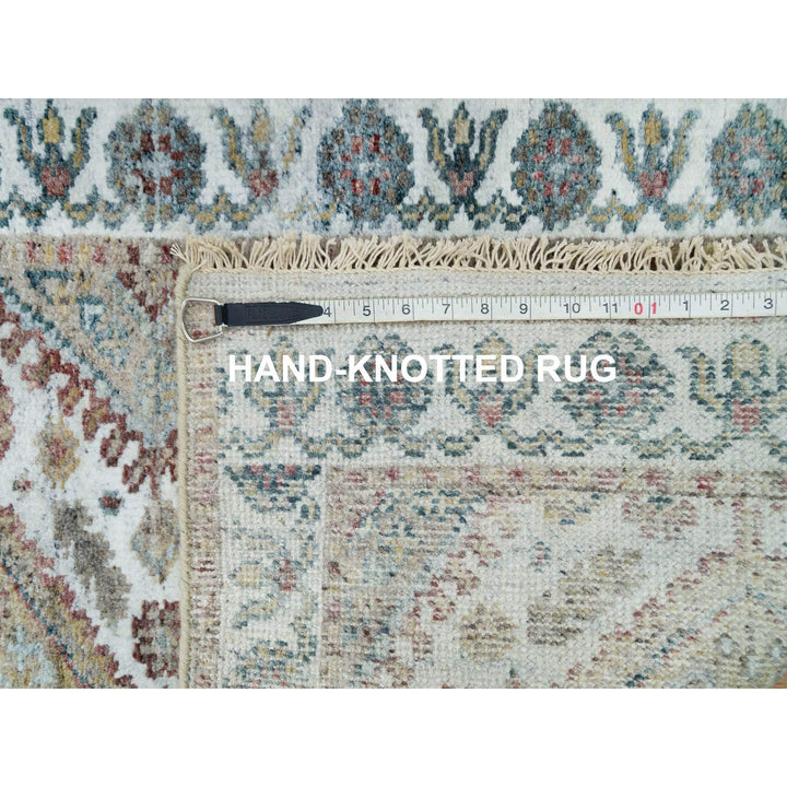 2'6" x 14'1" New Hand Knotted Ivory Wool Runner Oriental Rug - MOA10265865