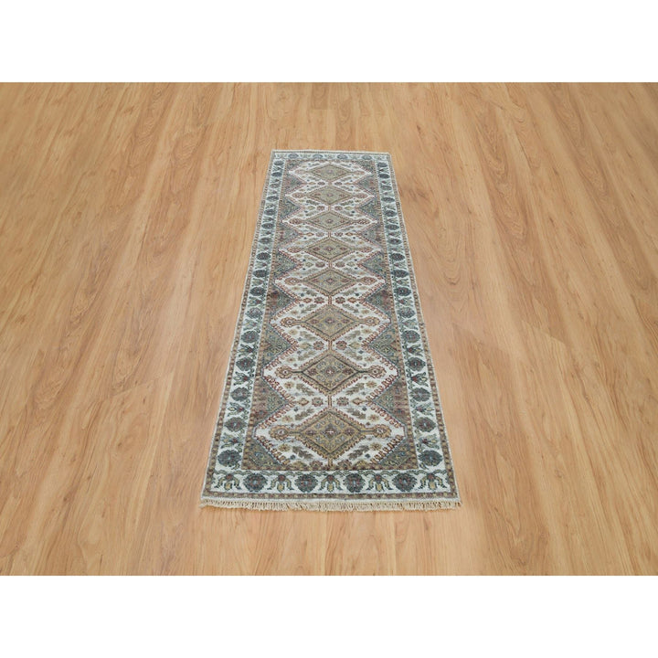 2'7" x 8'0" New Hand Knotted Ivory Wool Runner Oriental Rug - MOA10265866