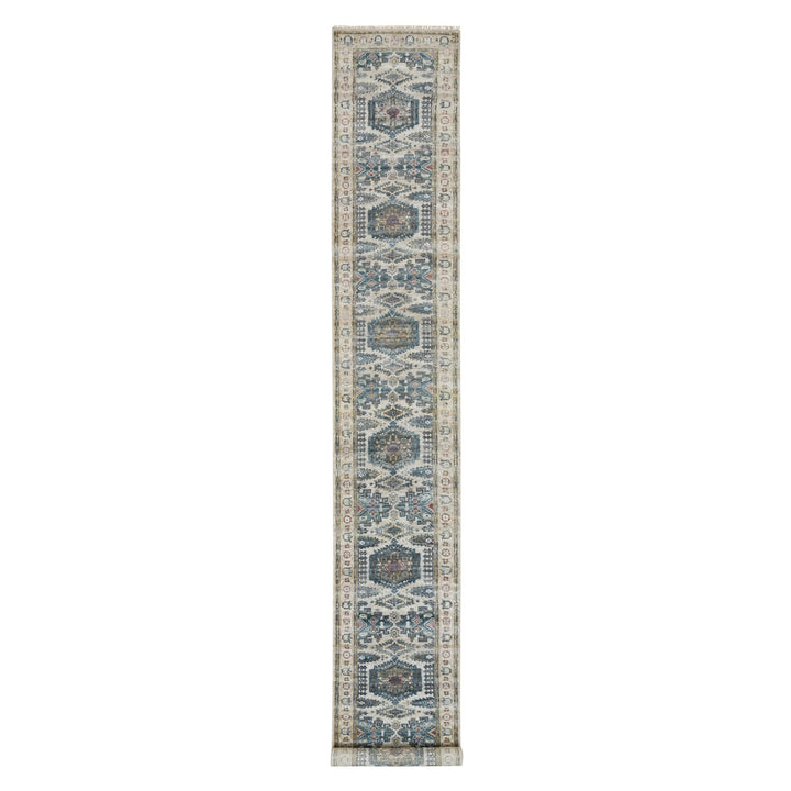 2'6" x 17'10" New Hand Knotted Ivory Wool Runner Oriental Rug - MOA10265884