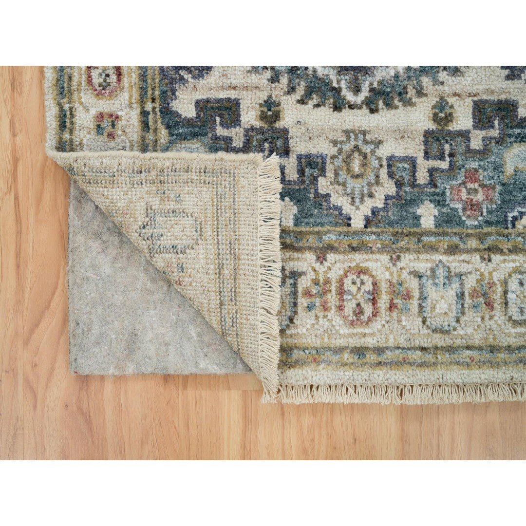 2'6" x 11'8" New Hand Knotted Ivory Wool Runner Oriental Rug - MOA10265893