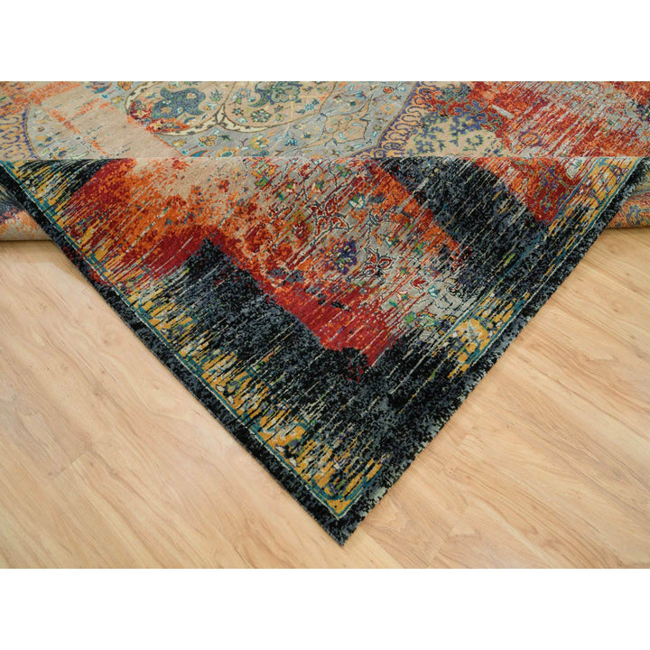 9'2" x 12'0" New Hand Knotted Orange Wool Rectangle Oriental Rug - MOA10265896