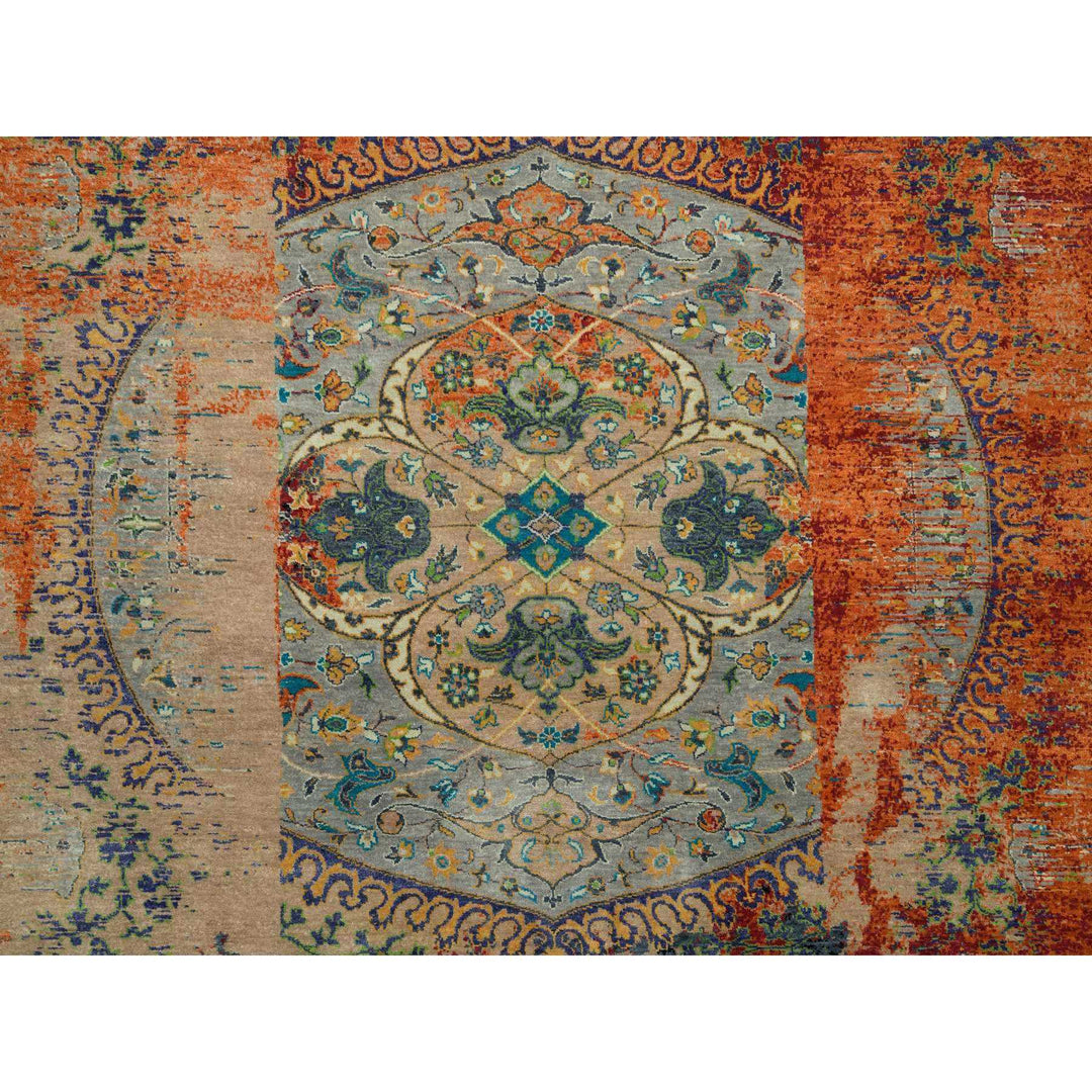 9'2" x 12'0" New Hand Knotted Orange Wool Rectangle Oriental Rug - MOA10265896