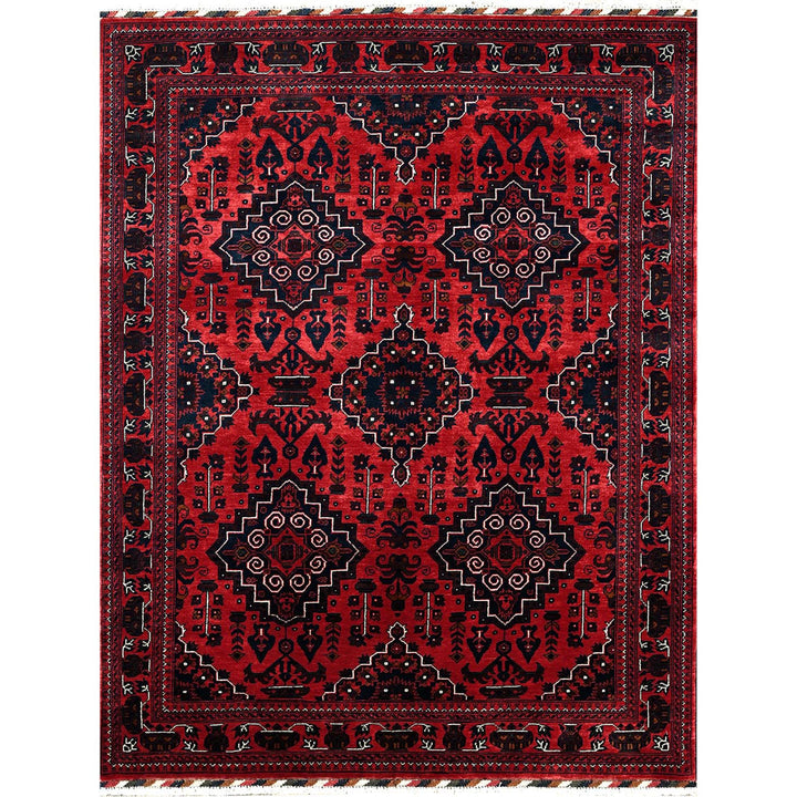 4'11" x 6'3" New Hand Knotted Red Wool Rectangle Oriental Rug - MOA102658
