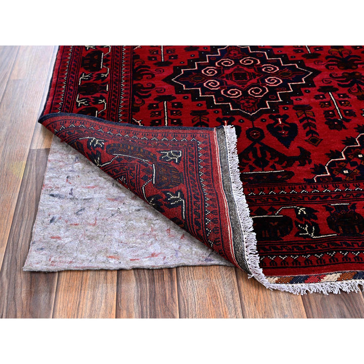 4'11" x 6'3" New Hand Knotted Red Wool Rectangle Oriental Rug - MOA102658