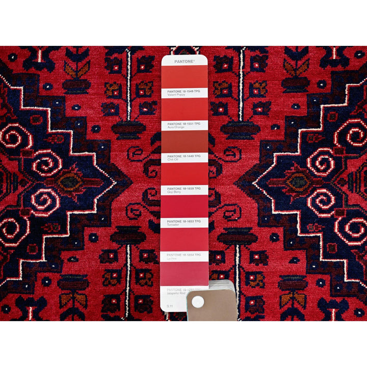 4'11" x 6'3" New Hand Knotted Red Wool Rectangle Oriental Rug - MOA102658