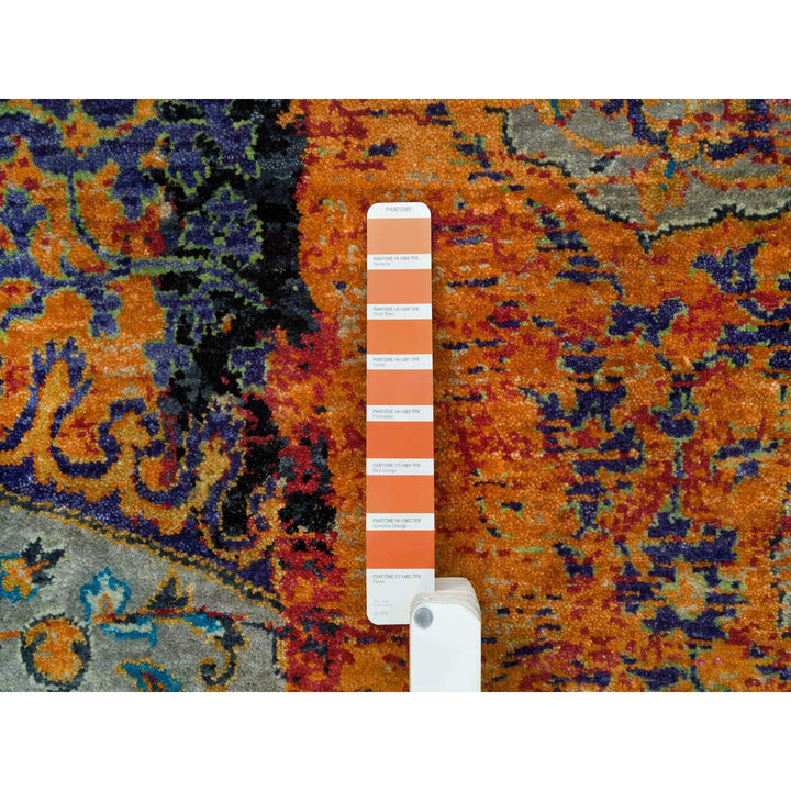 8'1" x 8'0" New Hand Knotted Orange Wool Square Oriental Rug - MOA10265903