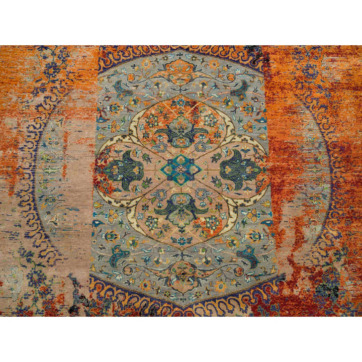 10'0" x 10'0" New Hand Knotted Orange Wool Round Oriental Rug - MOA10265924