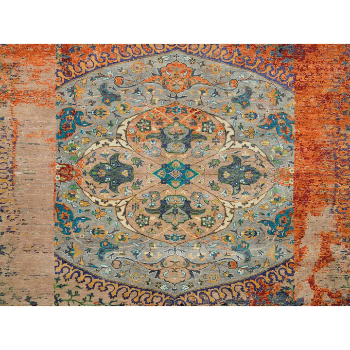 14'0" x 14'0" New Hand Knotted Orange Wool Round Oriental Rug - MOA10265925