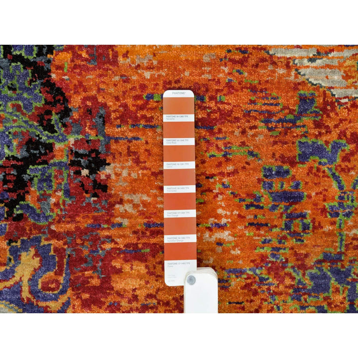 12'1" x 12'1" New Hand Knotted Orange Wool Rectangle Oriental Rug - MOA10265926