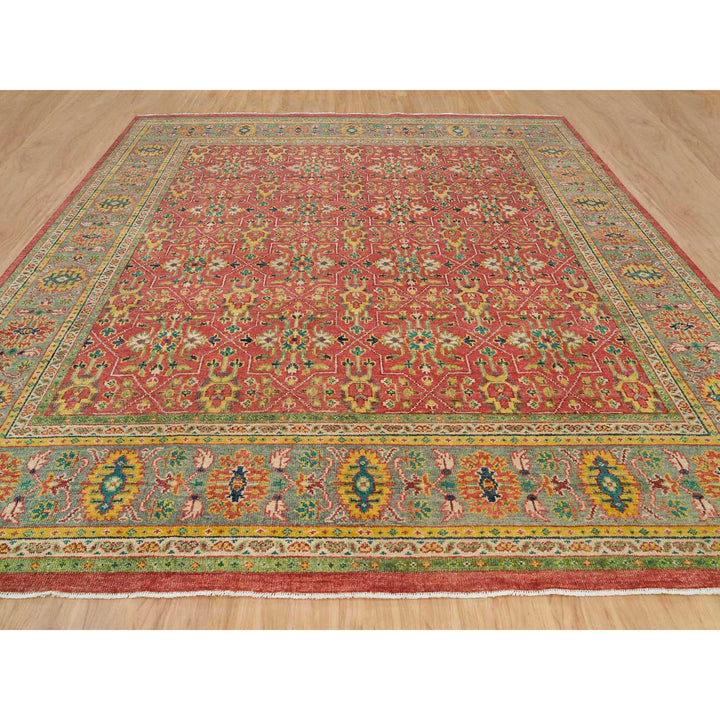 14'0" x 14'0" New Hand Knotted Red Wool Square Oriental Rug - MOA10265928