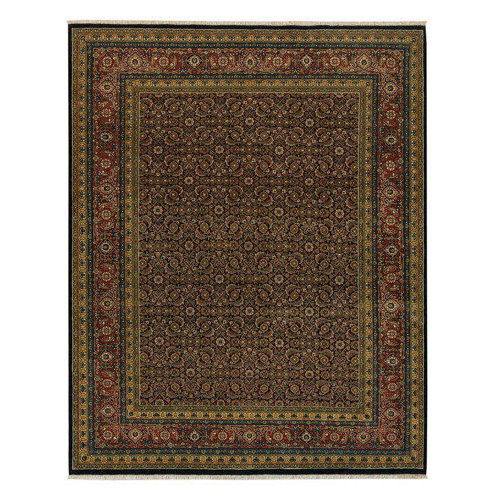 8'1" x 10'1" New Hand Knotted Black Cotton Rectangle Oriental Rug - MOA10265938