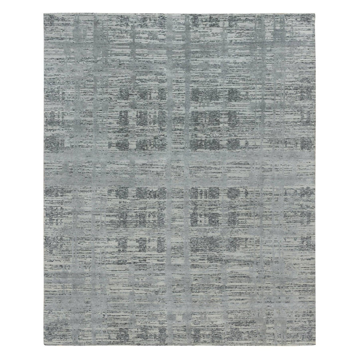 8'0" x 10'0" New Hand Knotted Grey Wool Rectangle Oriental Rug - MOA10265945