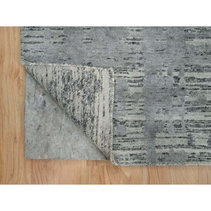 8'0" x 10'0" New Hand Knotted Grey Wool Rectangle Oriental Rug - MOA10265945