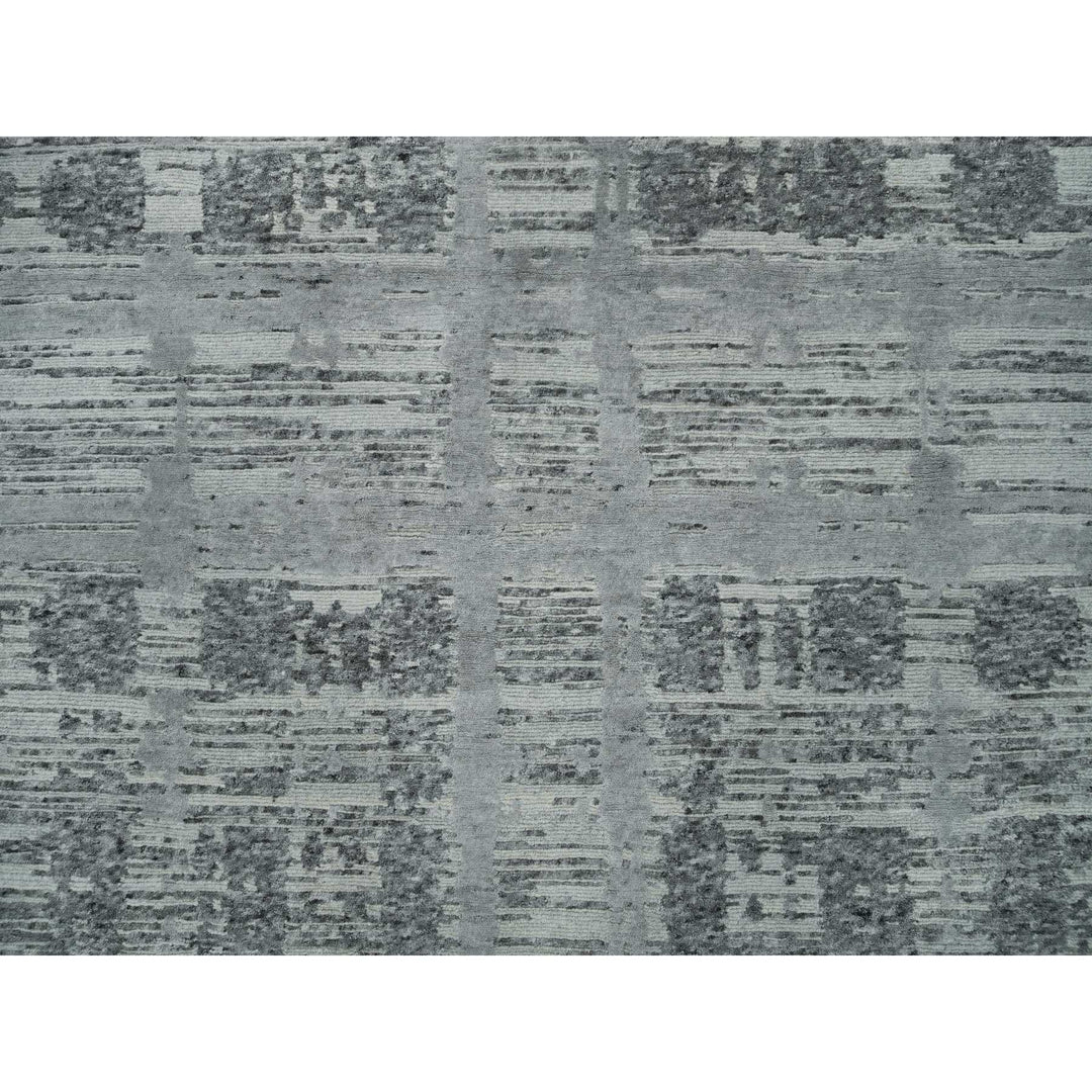 8'0" x 10'0" New Hand Knotted Grey Wool Rectangle Oriental Rug - MOA10265945