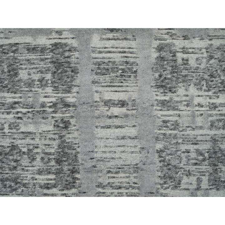 2'7" x 25'6" New Hand Knotted Grey Wool Runner Oriental Rug - MOA10265956