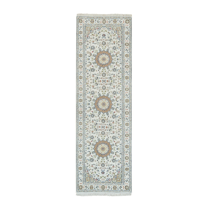 2'8" x 8'4" New Hand Knotted Ivory Cotton Runner Oriental Rug - MOA10265985