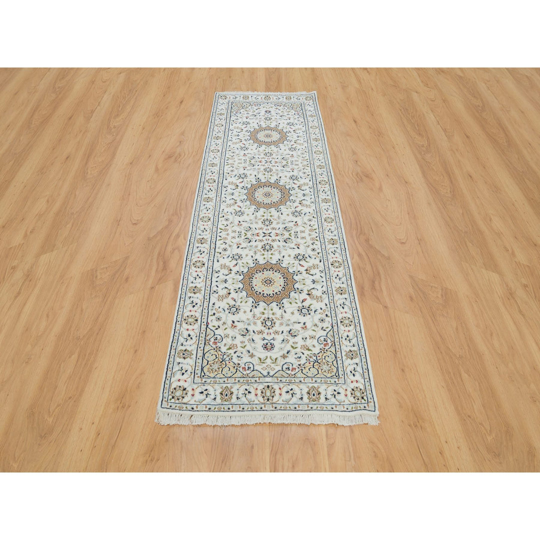 2'8" x 8'4" New Hand Knotted Ivory Cotton Runner Oriental Rug - MOA10265985