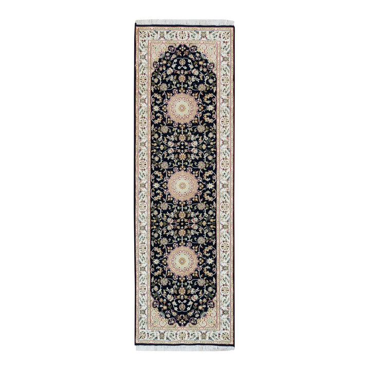 2'6" x 8'3" New Hand Knotted Blue Wool Runner Oriental Rug - MOA10265987