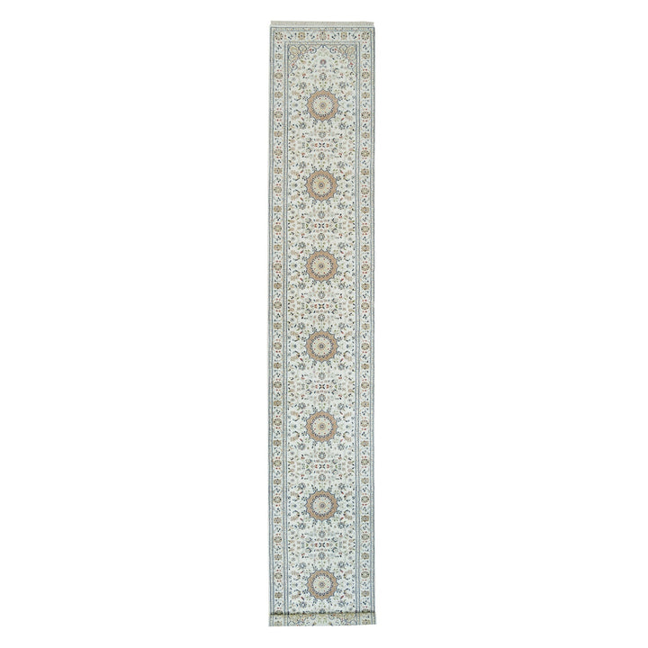 2'8" x 16'7" New Hand Knotted Ivory Wool Runner Oriental Rug - MOA10265993