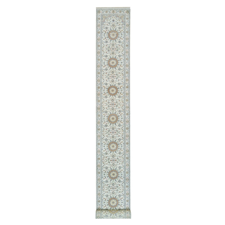 2'6" x 20'6" New Hand Knotted Ivory Cotton Runner Oriental Rug - MOA10265994