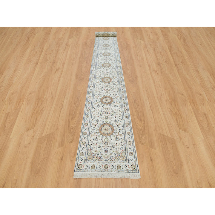 2'6" x 20'6" New Hand Knotted Ivory Cotton Runner Oriental Rug - MOA10265994