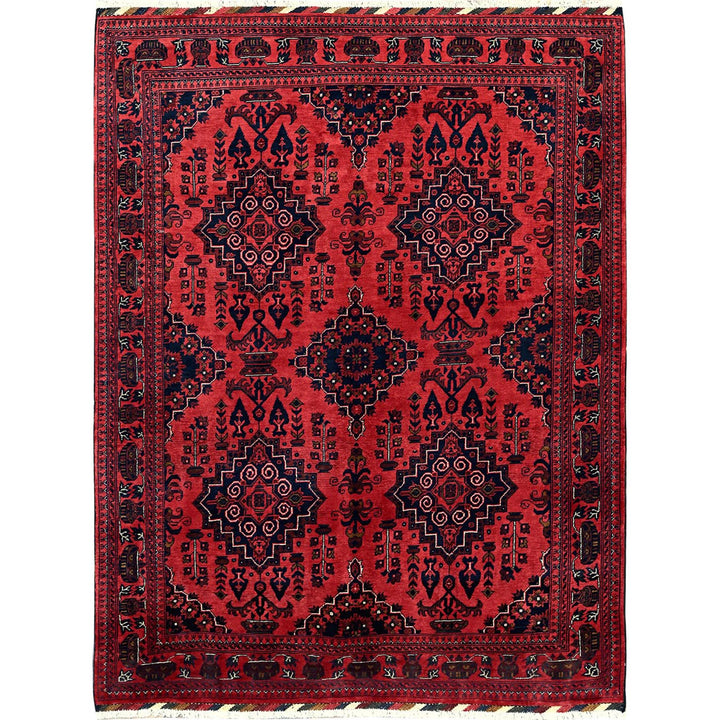 5'3" x 6'11" New Hand Knotted Red Wool Rectangle Oriental Rug - MOA102659