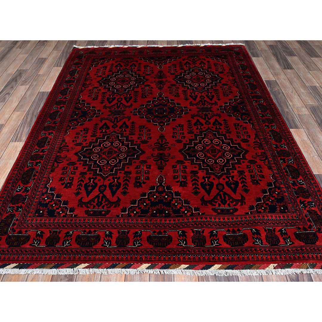5'3" x 6'11" New Hand Knotted Red Wool Rectangle Oriental Rug - MOA102659