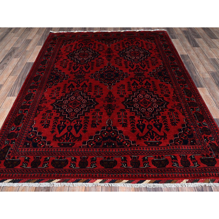5'3" x 6'11" New Hand Knotted Red Wool Rectangle Oriental Rug - MOA102659