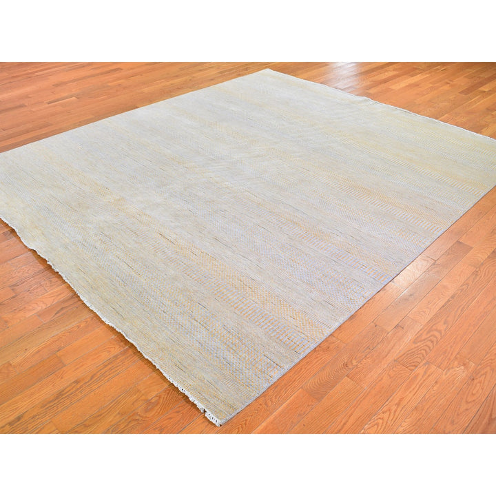 8'1" x 9'8" New Hand Knotted Yellow Wool & Silk Rectangle Oriental Rug - MOA10266056