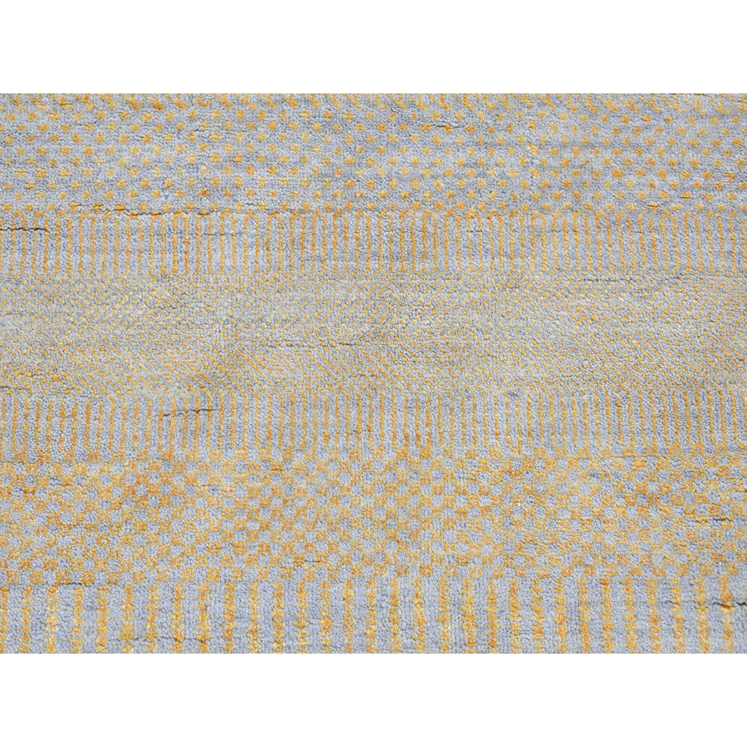 8'1" x 9'8" New Hand Knotted Yellow Wool & Silk Rectangle Oriental Rug - MOA10266056